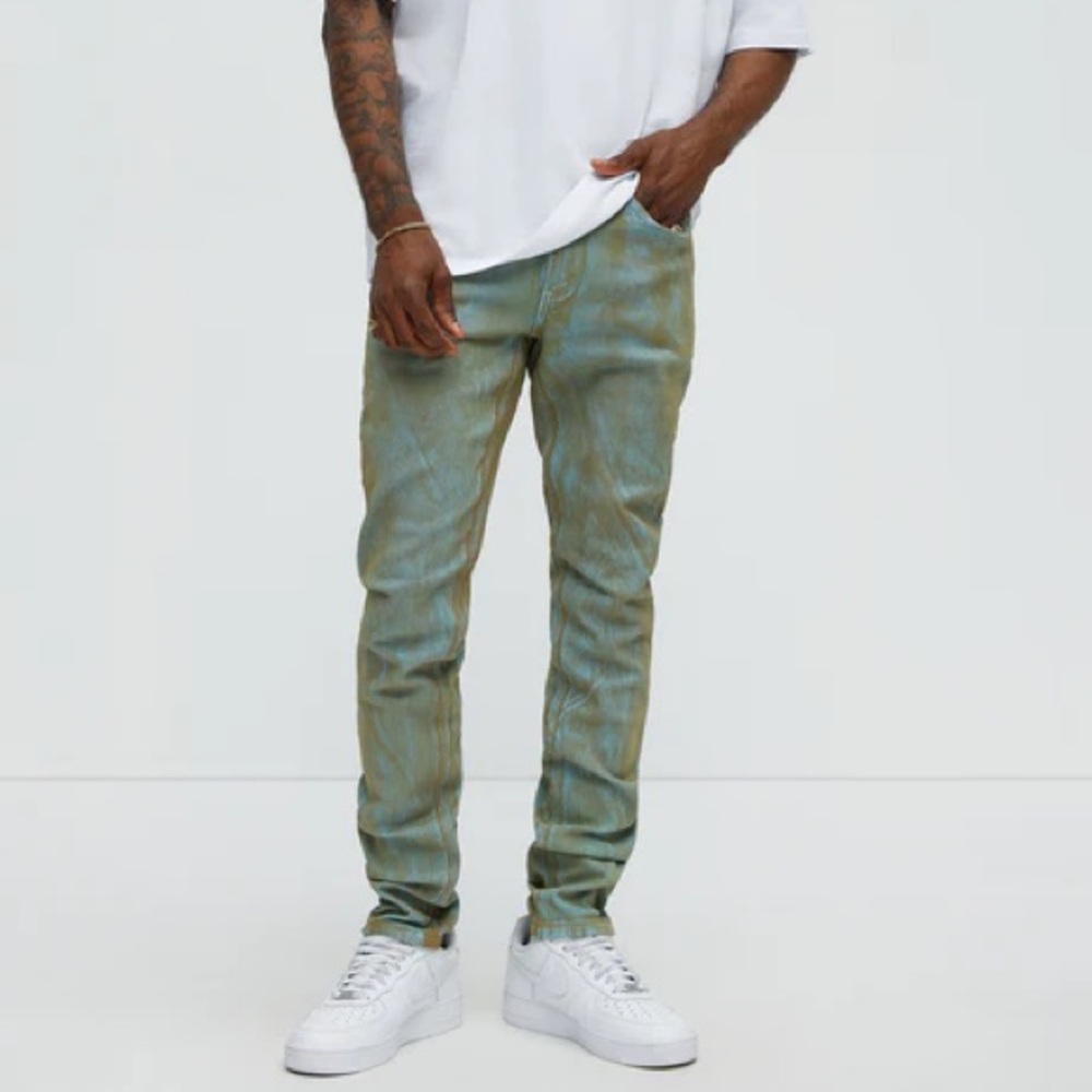 Stick Around Stacked Skinny Jeans - Blue Wash